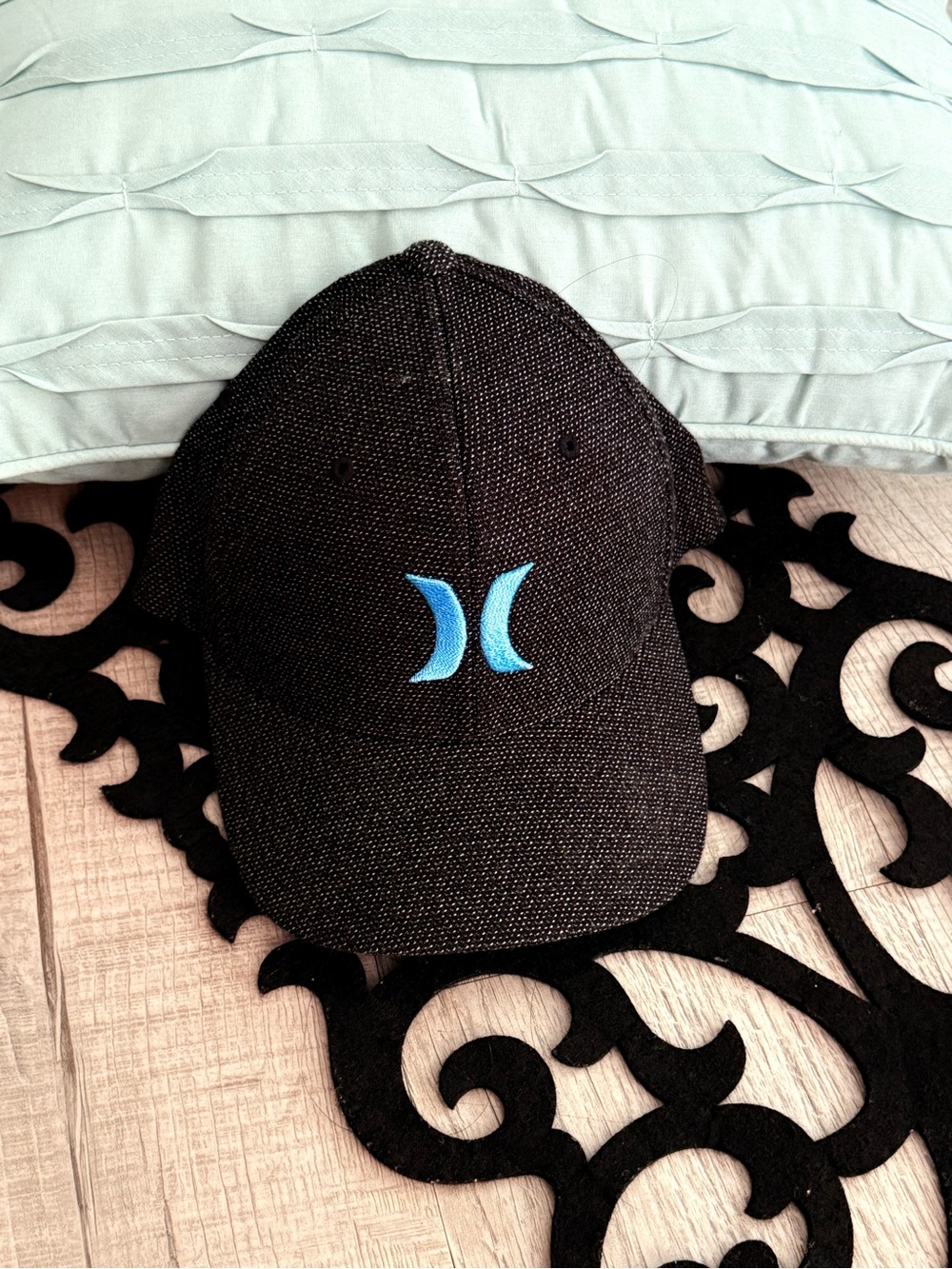 Hurley Black Hat with Blue Logo Accent